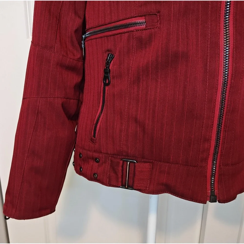 NILS Ski Snow Jacket Womens 6 Red‎ Hooded Waterproof 10k Breathable Herringbone
